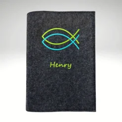 Gotteslobhülle Wollfilz Ichtys Fische Name personalisiert Filz