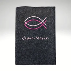 Gotteslobhülle Wollfilz Ichtys Fische Name personalisiert Filz