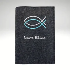 Gotteslobhülle Wollfilz Ichtys Fische Name personalisiert Filz