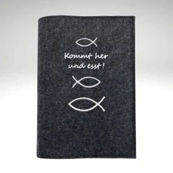 Gotteslobhülle Wollfilz *Kommt her und esst* Ichtys Fisch Filz
