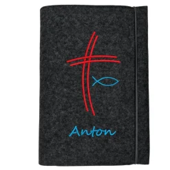 GotteslobhülleFilz Kreuz Fisch Name Farbwahl