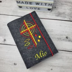 Gotteslobhülle/Gotteslobeinband Kreuz und Kreise rot, orange, gelb