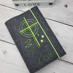 Gotteslobhülle/Gotteslobeinband Kreuz und Kreise grüntöne