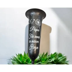 Grab Vase, Grabdeko, Grabschmuck Pusteblume