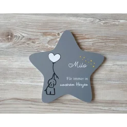 Grabdeko für Sternenkind | wetterfester personalisierter Stern mit Elefant | kindgerechte Grabgestaltung