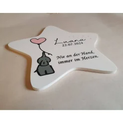 Grabdeko für Sternenkind | wetterfester personalisierter Stern mit Elefant | kindgerechte Grabgestaltung