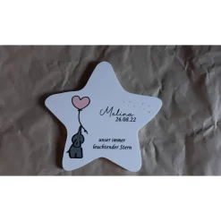 Grabdeko für Sternenkind | wetterfester personalisierter Stern mit Elefant | kindgerechte Grabgestaltung