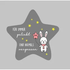 Grabdeko für Sternenkind | wetterfester personalisierter Stern mit Hase | kindgerechte Grabgestaltung