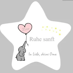 Grabdeko für Sternenkind | wetterfester personalisierter Stern mit Elefant | kindgerechte Grabgestaltung