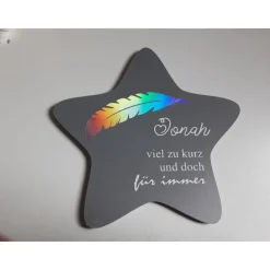 Grabdeko Kindergrab | Deko für Sternenkinder | Grabgestaltung Kind | Regenbogenfolie | wetterfest