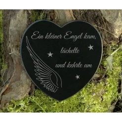 Grabdekoration Gedenkstein Herz Grabschmuck Marmor Engel Sternenkinder Gravur