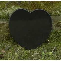 Grabdekoration Herz Marmor mit keltischem Herz - Trauerspruch Gravur Das Leben endet, die Liebe nicht - Gedenkstein Grab