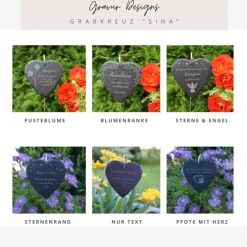 Grabkreuz / Schieferstecker Andenken Schiefer Trauergeschenk Grabschmuck Grabstecker Gravur Grabdeko Beerdigung