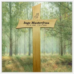 Grabkreuz Unfallkreuz Eiche3 inklusive Beschriftung Übergangskreuz Wegekreuz