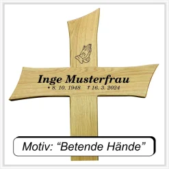 Grabkreuz Unfallkreuz Eiche3 inklusive Beschriftung Übergangskreuz Wegekreuz