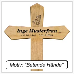 Grabkreuz Unfallkreuz Eiche2 inklusive Beschriftung Übergangskreuz Wegekreuz Holzkreuz