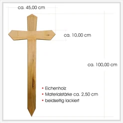 Grabkreuz Unfallkreuz Eiche2 inklusive Beschriftung Übergangskreuz Wegekreuz Holzkreuz