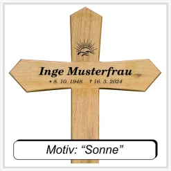 Grabkreuz Unfallkreuz Eiche2 inklusive Beschriftung Übergangskreuz Wegekreuz Holzkreuz