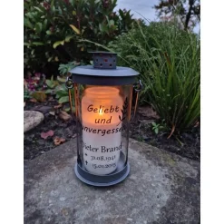 Grablaterne individuell gestaltet, Trauerlicht, Erinnerungslaterene, Grablicht