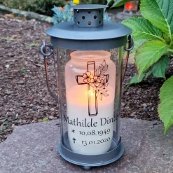 Grablaterne individuell gestaltet, Trauerlicht, Erinnerungslaterene, Grablicht