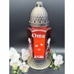 Grablicht , Personalisiert,  Gedenklicht, Trauerlicht, Trauerlaterne, Erinnerungslicht, Grab Laterne