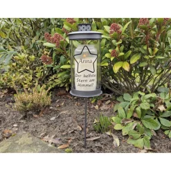 Grablicht mit Stab Sternenkind individuell gestaltet, Trauerlicht, Erinnerungslaterene, Grablaterne Kind