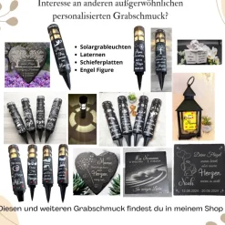 Grablicht Solar Kreutz, Personalisiert,Sterne mit Herzen, Gedenklicht, Trauerlicht, Erinnerungslicht, Grab