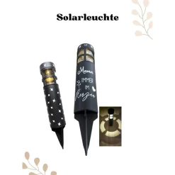 Grablicht Solar, Personalisiert, Gedenklicht, Trauerlicht, Erinnerungslicht, Grabdekoration