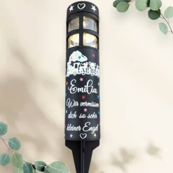 Grablicht Solar süßer Zug, Sternenkind Personalisiert,  Gedenklicht, Trauerlicht, Erinnerungslicht, Grabschmuck Kind