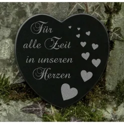 Grabschmuck Gedenkstein Herz Trauerspruch Grabdekoration mit Herzen Marmor
