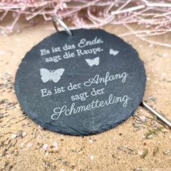 Grabschmuck, Grabstecker, Urnengrabschmuck, Dekoration für Gedenkstätte, gravierter Schiefer-Grabstein, Trauergeschenk,