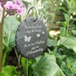 Grabschmuck, Grabstecker, Urnengrabschmuck, Dekoration für Gedenkstätte, gravierter Schiefer-Grabstein, Trauergeschenk,