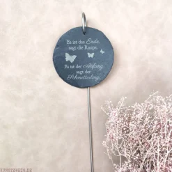 Grabschmuck, Grabstecker, Urnengrabschmuck, Dekoration für Gedenkstätte, gravierter Schiefer-Grabstein, Trauergeschenk,