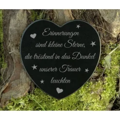 Grabschmuck Herz Trauerspruch Gedenkstein Marmor Grabdekoration Grabstein