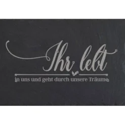 Grabschmuck Trauerschild Grab Schmuck Friedhof Grabplatte Stein Schiefer schwarz Steinplatte Platte Garten Erde