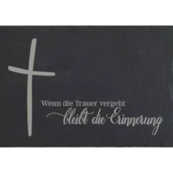 Grabschmuck Trauerschild Grab Schmuck Friedhof Grabplatte Stein Schiefer schwarz Steinplatte Platte Garten Erde