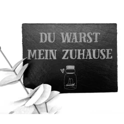 Grabschmuck Trauerschild Grab Schmuck Friedhof Grabplatte Stein Schiefer schwarz Steinplatte Platte Garten Erde