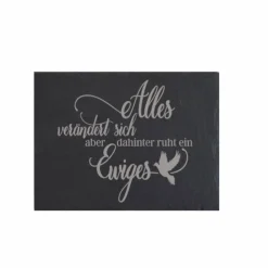 Grabschmuck Trauerschild Grab Schmuck Friedhof Grabplatte Stein Schiefer schwarz Steinplatte Platte Garten Erde