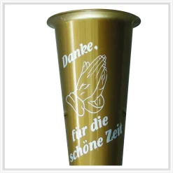 Grabvase Friedhofsvase Tulpe - modern mit Spruch und Betende Hände - Grabvase mit Beschriftung Blumenvase für Friedhof