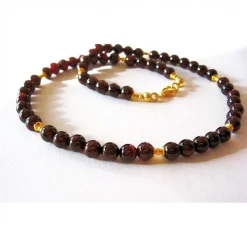 Granat Kette mit Silber 925 vergoldet, Edelsteinkette