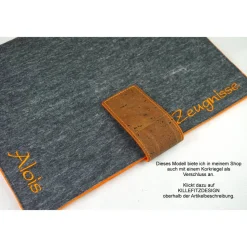 graue Zeugnismappe mit Namen für Jungen und Mädchen, Geschenk Einschulung