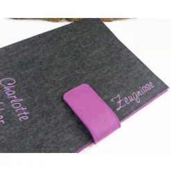 graue Zeugnismappe mit Namen für Jungen und Mädchen, Geschenk Einschulung