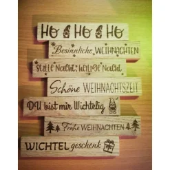 Gravierte Holzklötzchen 12 cm – Naturholz, Lasergravur, Weihnachtsdeko & Geschenk | easysticks