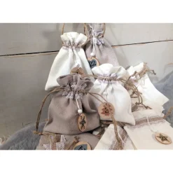 Große befüllbare Adventskalendersäckchen aus Leinen in Beige & Taupe – XXL Adventskalender zum Selbstbefüllen