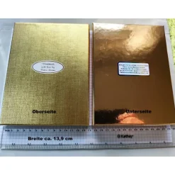 Große Festliche Schmuckschachtel/-Etui 18,3x13,9x3,6cm Geschenkverpackung für Collier/Schmuckset Gold Struktur+Hochglanz