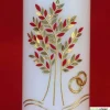 Große Hochzeitskerze Lebensbaum und Eheringe, personalisierbar, Rubin/Gold, Hochzeitsgeschenk, edle Hochzeitsdeko