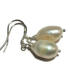 Große Perlenohrringe Barockperlen weiß handgemacht an 925er Silber Tropfenohrringe Geschenk