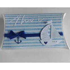Große Pillowbox/Verpackung maritim in weiß/blau