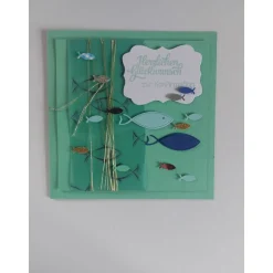 Große quadratische Karte in mint, zur Kommunion oder Konfirmation