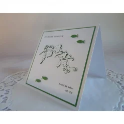 Große quadratische Karte in weiß / grün zur Kommunion oder Konfirmation